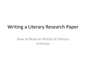 Introduction to Literary Research