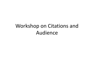 5/26 Notes: Workshop on Citations, Style, and Audience