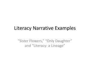 9/15 Notes for Week 3: Literacy Narrative Examples, Writing Dialogue, Creating a Dominant Impression, and Writing Reflectively