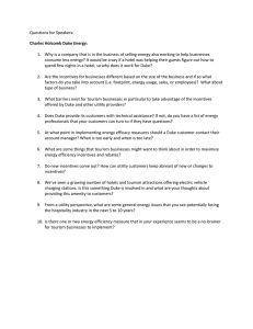 Questions for Speakers:  Charles Holcomb Duke Energy: