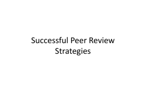 Class 9 Notes for 3/8: Successful Peer Review Strategies, Using Turnitin to Check Originality