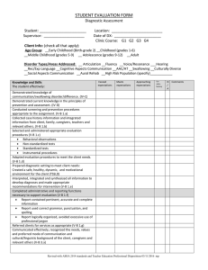 Download Student Eval Form for Diagnostic Done in the Ewing Clinic