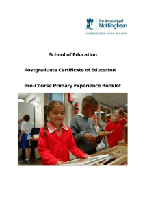 Primary School Experience Booklet