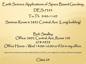 Earth Science Applications of Space Based Geodesy DES-7355 Tu-Th   9:40-11:05