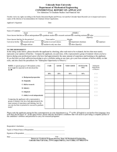 Colorado State University Department of Mechanical Engineering CONFIDENTIAL REPORT ON APPLICANT