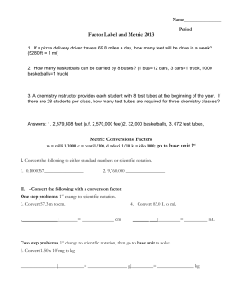 Name: Date: 6th Grade Science – Volume of an Irregular Solid