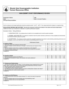 Woods Hole Oceanographic Institution Human Resources Office  NON EXEMPT STAFF PERFORMANCE REVIEW