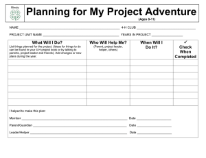 Planning for My Project Adventure