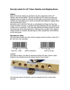 Barcode Labels for LST Tubes, Modules and Shipping Boxes