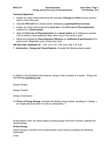 MECH 337 Thermodynamics Class Notes - Page: 1