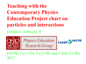 Teaching with the Contemporary Physics Education Project chart on particles and interactions