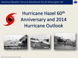 Hurricane Hazel Anniversary and 2014 Hurricane Season Forecast