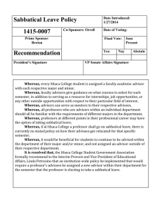Sabbatical Leave Policy 1415-0007 Recommendation