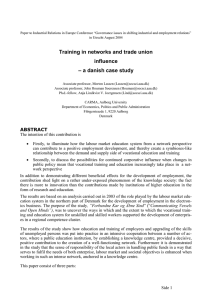 Training in networks and trade union influence - a danish case study