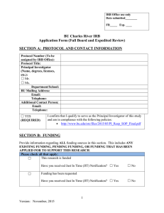 BU Charles River IRB Application Form (Full Board and Expedited Review)