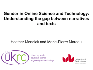 Gender in Online Science and Technology: Understanding the gap between narratives and texts