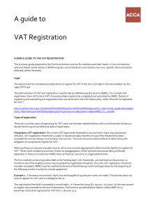 ACCA Guide to... VAT registration