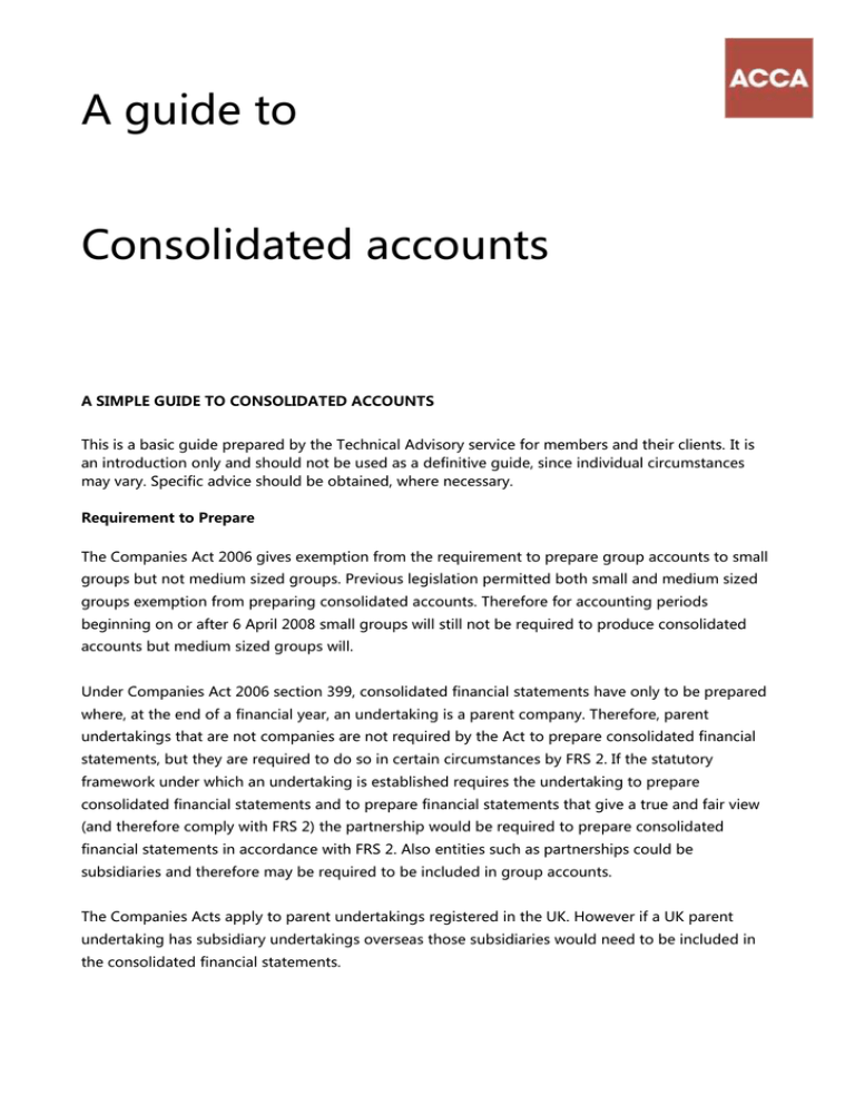 acca guide to consolidated accounts for businesses how read balance sheet stocks is depreciation expense on the income statement