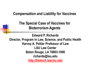 Liability and Compensation for Injuries Caused by Vaccines for Bioterrorism Agents