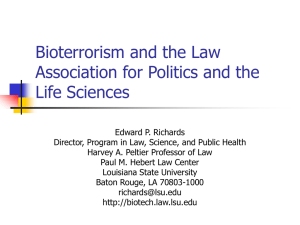 Bioterrorism and the Law