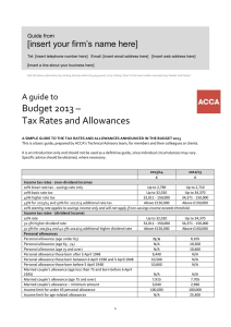Guide To Tax Rates and Allowances 2013