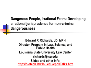 Dangerous People, Irrational Fears: Developing a rational jurisprudence for non-criminal dangerousness