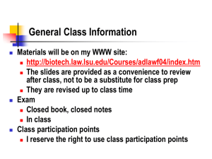 General Class Information