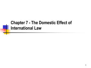 Chapter 7 - The Domestic Effect of International Law 1