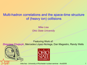 Multi-hadron correlations and the space-time structure of (heavy ion) collisions Mike Lisa