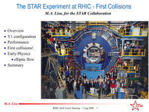 The STAR Experiment at RHIC - First Collisions  Overview