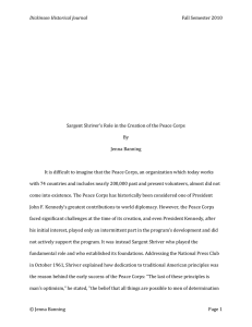 Sargent Shriver’s Role in the Creation of the Peace Corps” by Jenna Banning