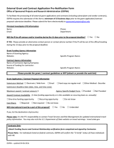 Grant Application/Federal Contract Pre-Notice form.