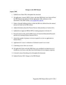 Changes to the IRB Manual - 2005