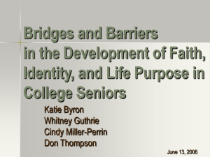 Bridges and Barriers in the Development of Faith, College Seniors