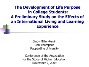 The Development of Life Purpose in College Students: