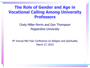 The Role of Gender and Age in Vocational Calling Among University Professors