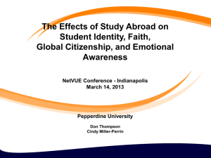 The Effects of Study Abroad on Student Identity, Faith, Awareness