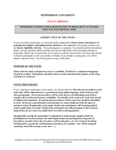 INFORMED CONSENT FOR STUDIES EXCEEDING MINIMAL RISK (Full Review Only)