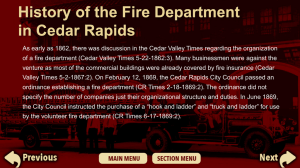 History of the Fire Department in Cedar Rapids