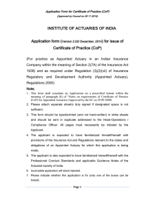 CoP Application Form Issuance V2.02 Approved by Council on 29 11 2014