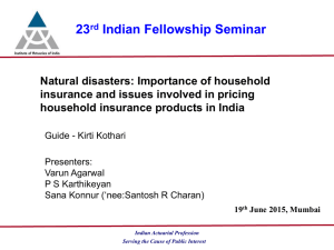 Natural disasters: Importance of household insurance and issues involved in pricing household insurance products in India