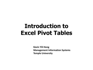 Introduction to Excel Pivot Tables Kevin Yili Hong Management Information Systems