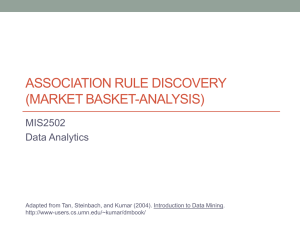 ASSOCIATION RULE DISCOVERY (MARKET BASKET-ANALYSIS) MIS2502 Data Analytics