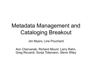 Metadata Management and Cataloging Breakout