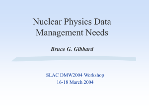 Nuclear Physics Data Management Needs Bruce G. Gibbard SLAC DMW2004 Workshop