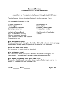 Document Template for Child Assent Form