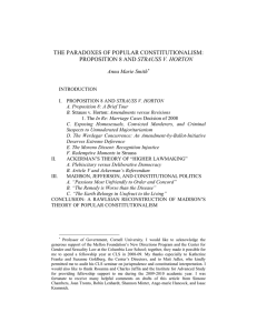 The Paradoxes of Popular Constitutionalism: Proposition 8 and Strauss v. Horton
