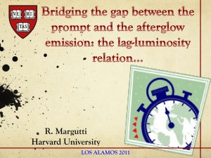Bridging the Gap Between Prompt and Afterglow Emission: The Lag-Luminosity Relation (pptx)