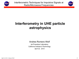 Interferometry in UHE particle astrophysics Interferometric Techniques for Impulsive Signals at Radio/Microwave Frequencies