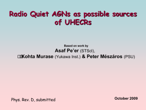 Radio Quiet AGNs as possible sources of UHECRs ’er Asaf Pe